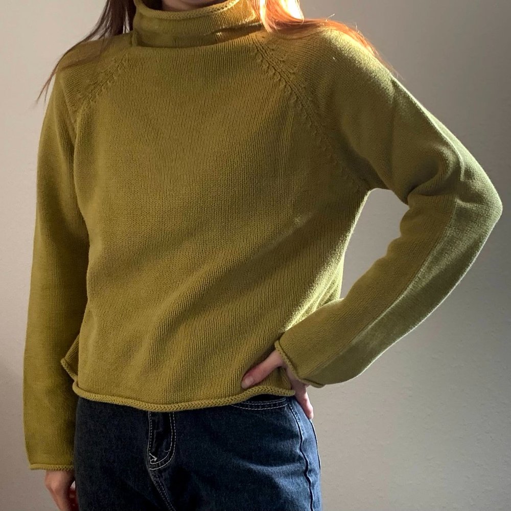 DKNY City Olive Green Mock Turtleneck